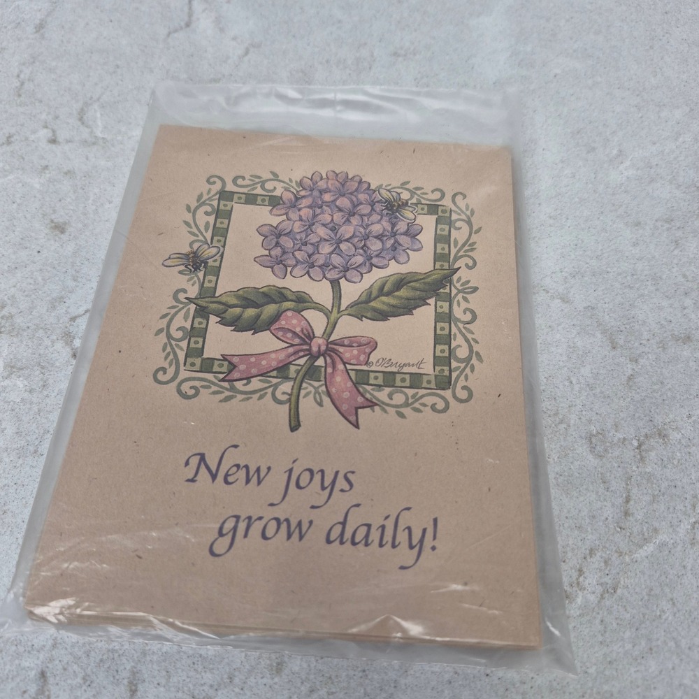Current Inc Country Kraft Birthday Note Cards Hydrangea Floral 8 Count Tan